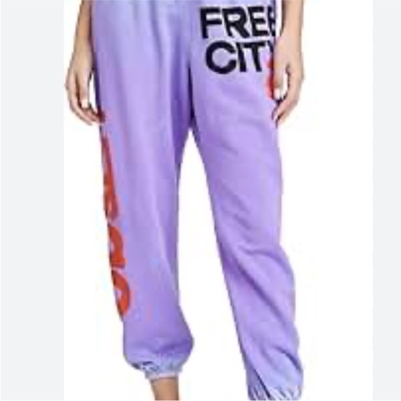 Purple Sweatpants with Bold Text - Picture 1 of 2